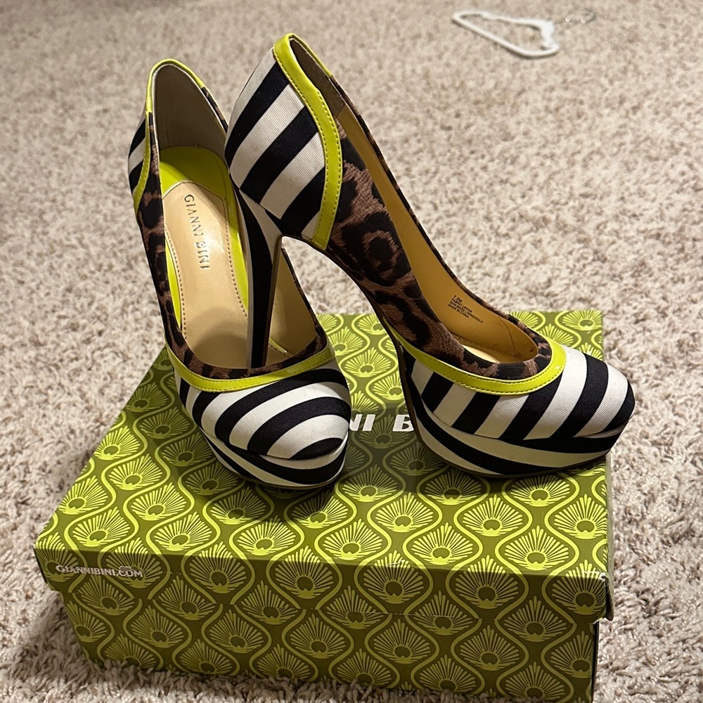 Gianni Bini Zebra and Leopard Print Heels